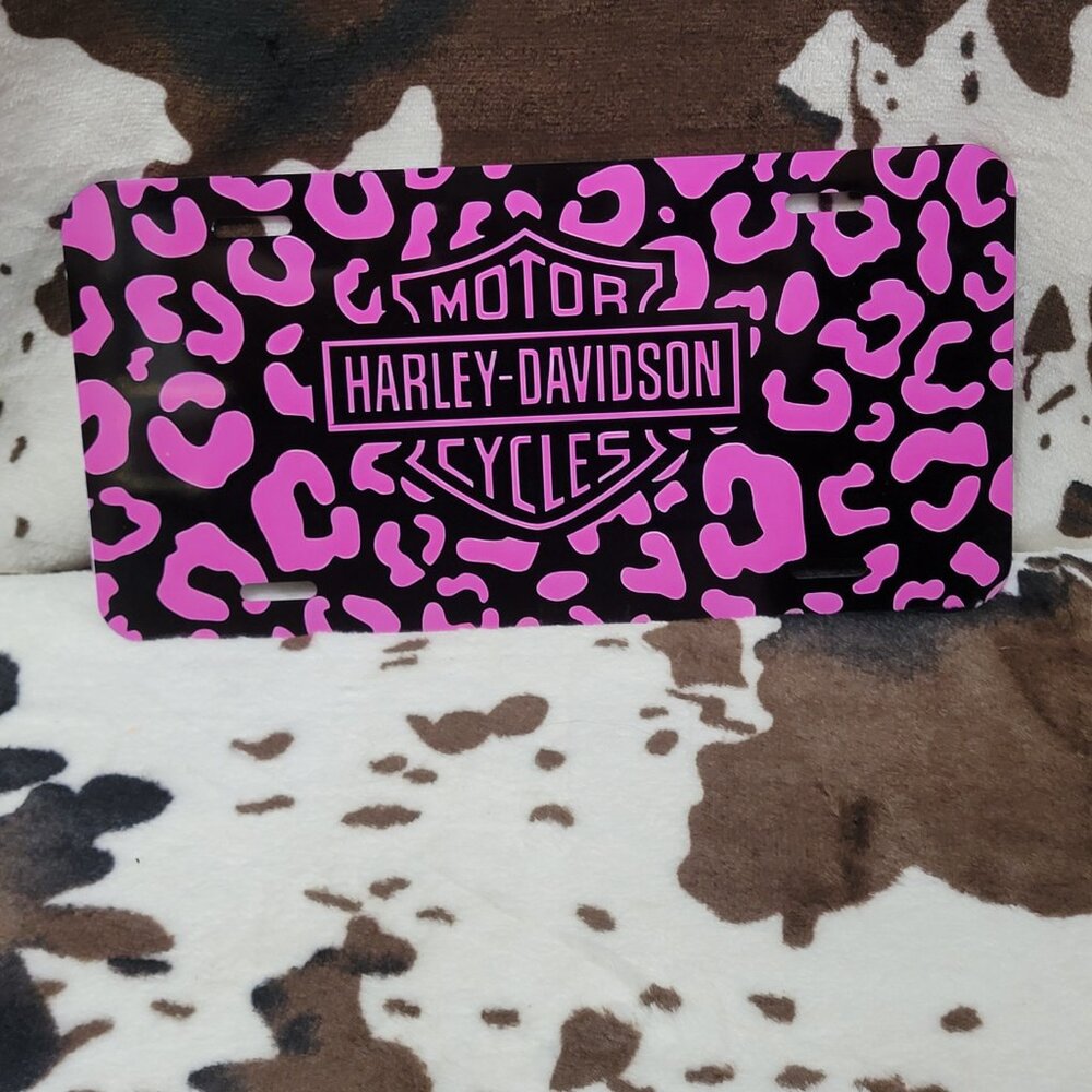 Harley Davidson Pink Custom Car Tag Handmade Vehicle License Plate